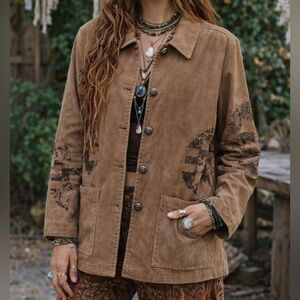 Chico’s Tan 100% Leather Suede Women's Jacket